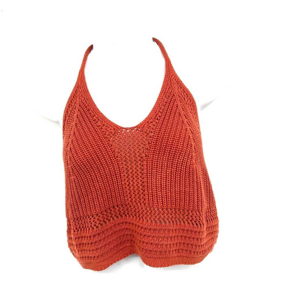 Aerie American Eagle crochet halter top boho fairy hippy granola girl brown L